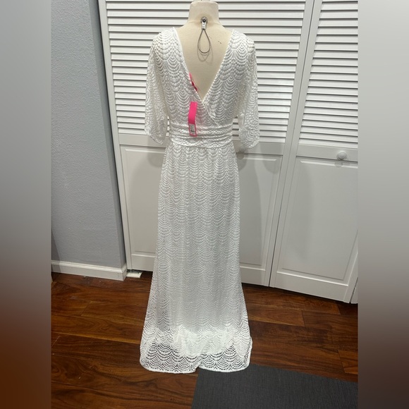 Lilly Pulitzer NWT Parigi Maxi Dress White Scalloped Shell Lace Size M - Picture 7 of 9